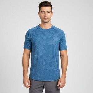 Lululemon T-Shirt Men M Blue Short Sleeve Crew Neck Breathable Nulu Fabric